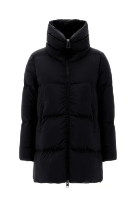 Svart Nylon Dunjacka med Dragkedja