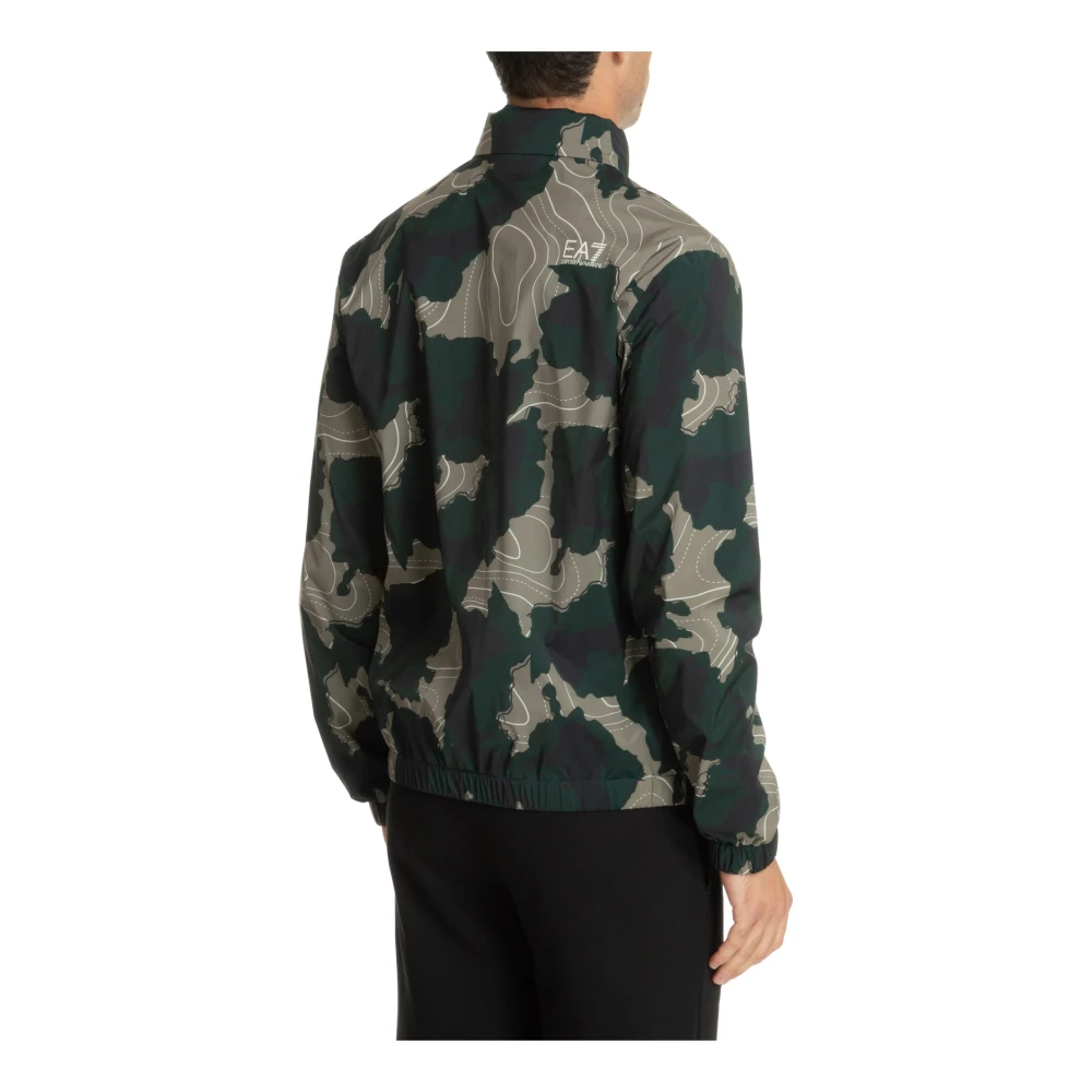 Emporio Armani EA7 Camouflage Ritsjas met Verborgen Capuchon Green Heren