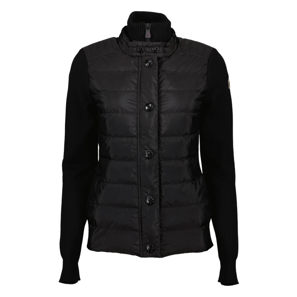 Moncler Zwarte bi-materiaal jas voor Black