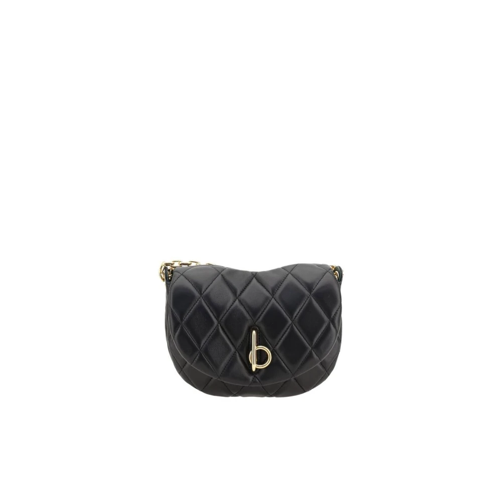 Burberry Gewatteerde leren schoudertas met kettingriem Black Dames