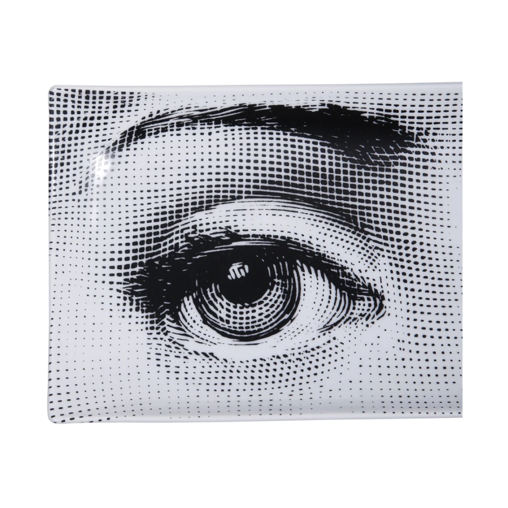 Fornasetti Zwart Wit Rechthoekige Dienblad Occhi Black Dames