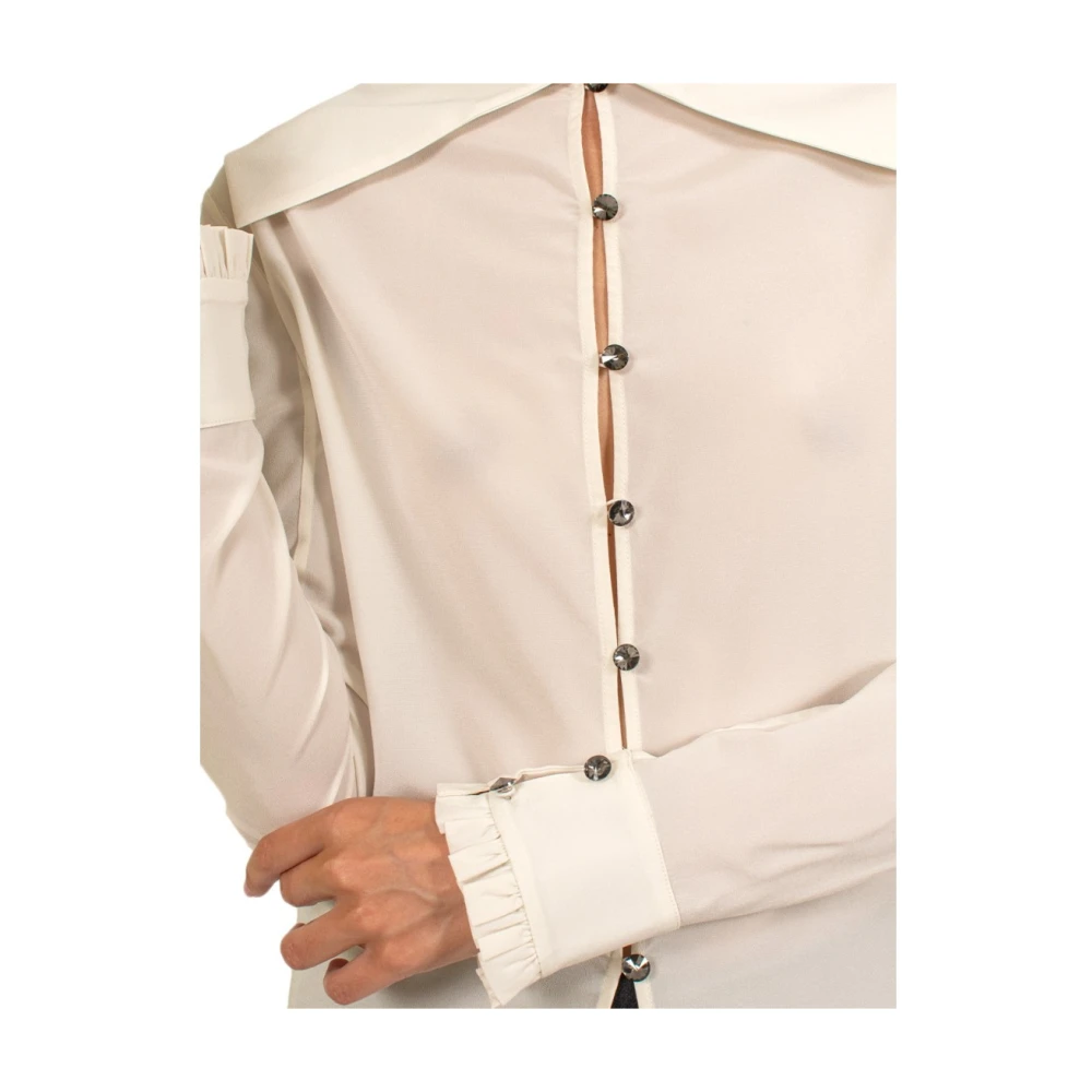 Philosophy di Lorenzo Serafini Zijden Overhemd met Wijde Kraag Beige Dames