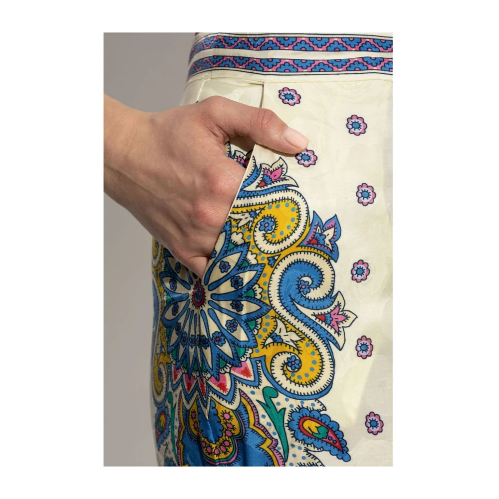 ETRO Hoge taille slim fit broek paisley print White Dames
