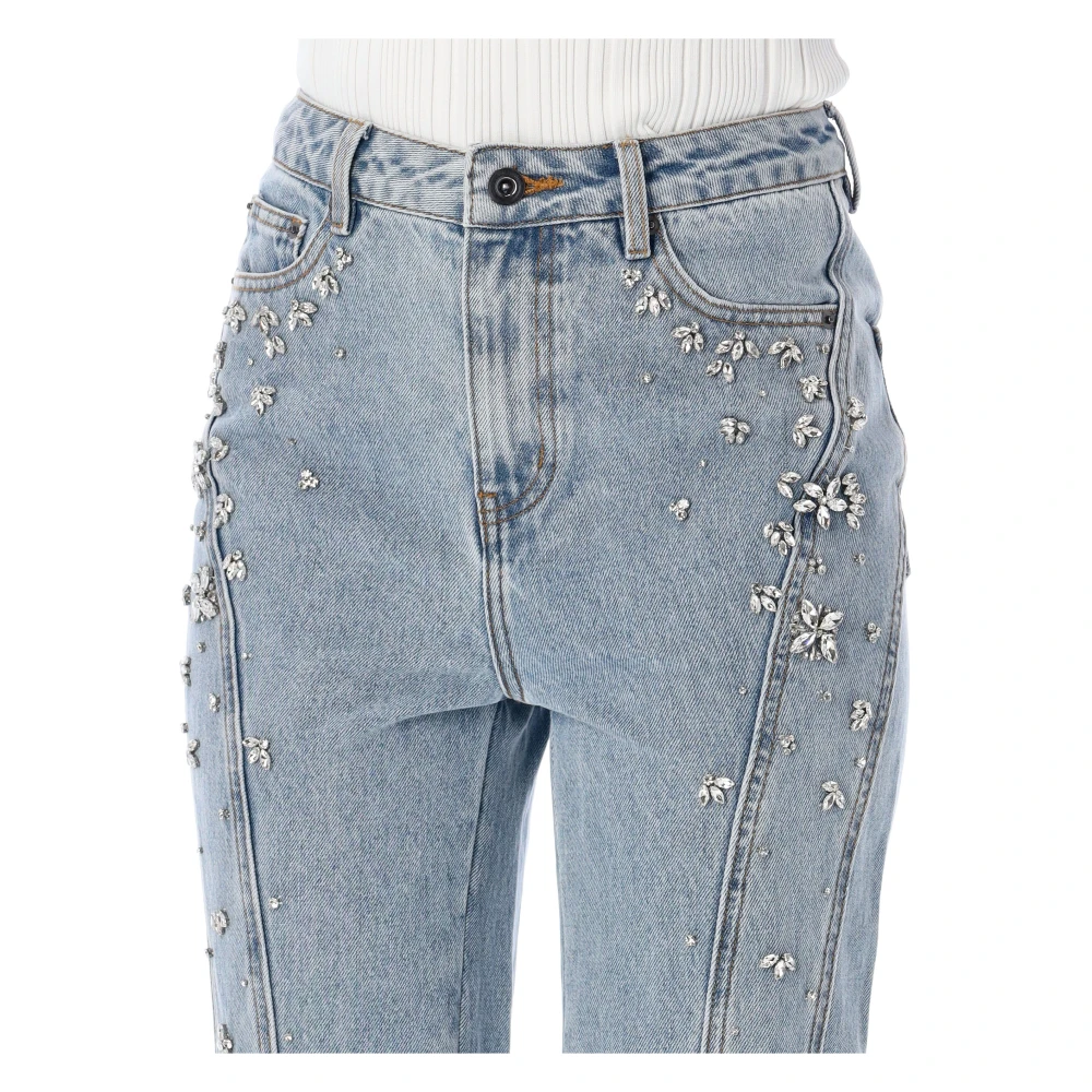 Self Portrait Kristal versierde lichtblauwe jeans Blue Dames