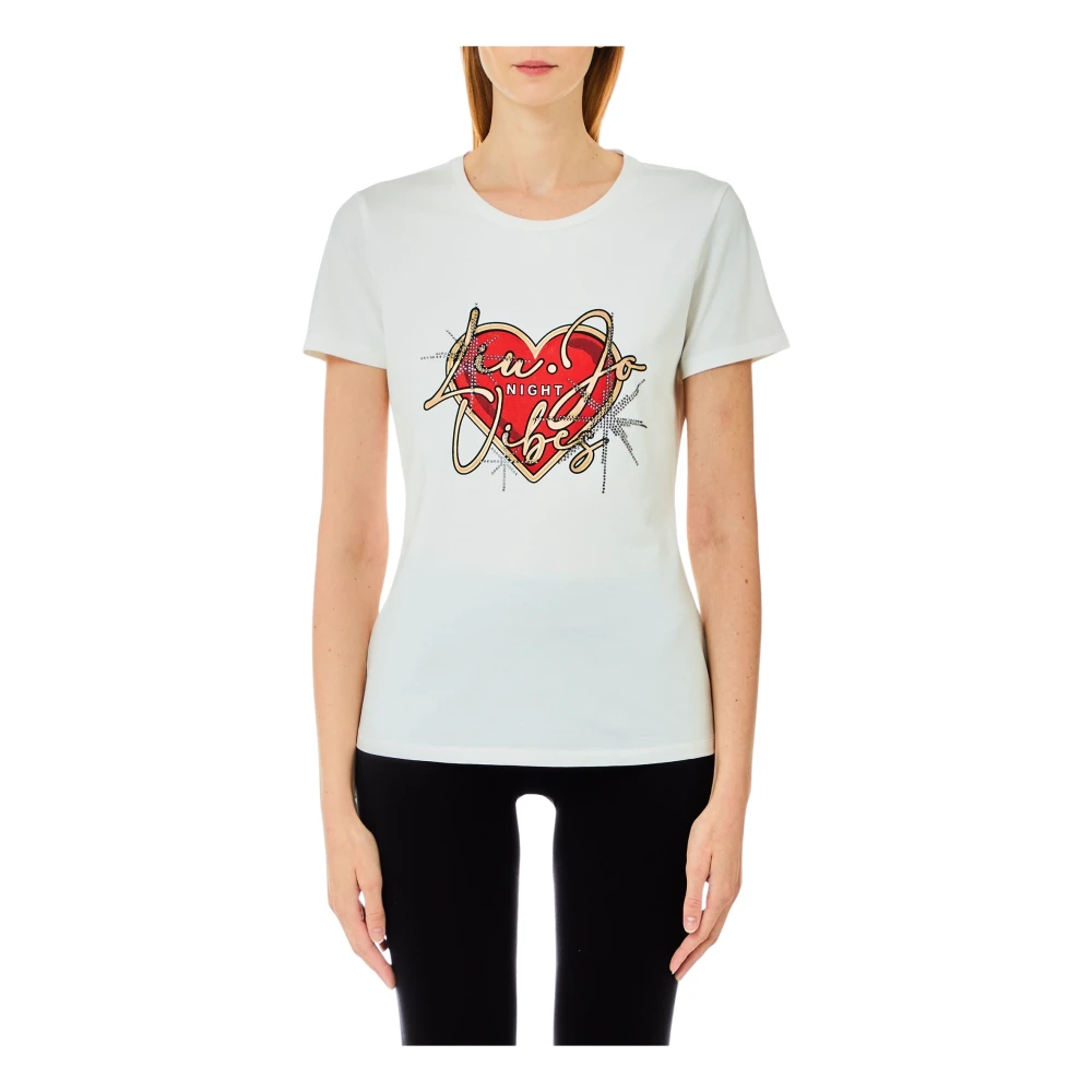 Liu Jo Hartprint T-shirt met Halve Mouw Blue Dames