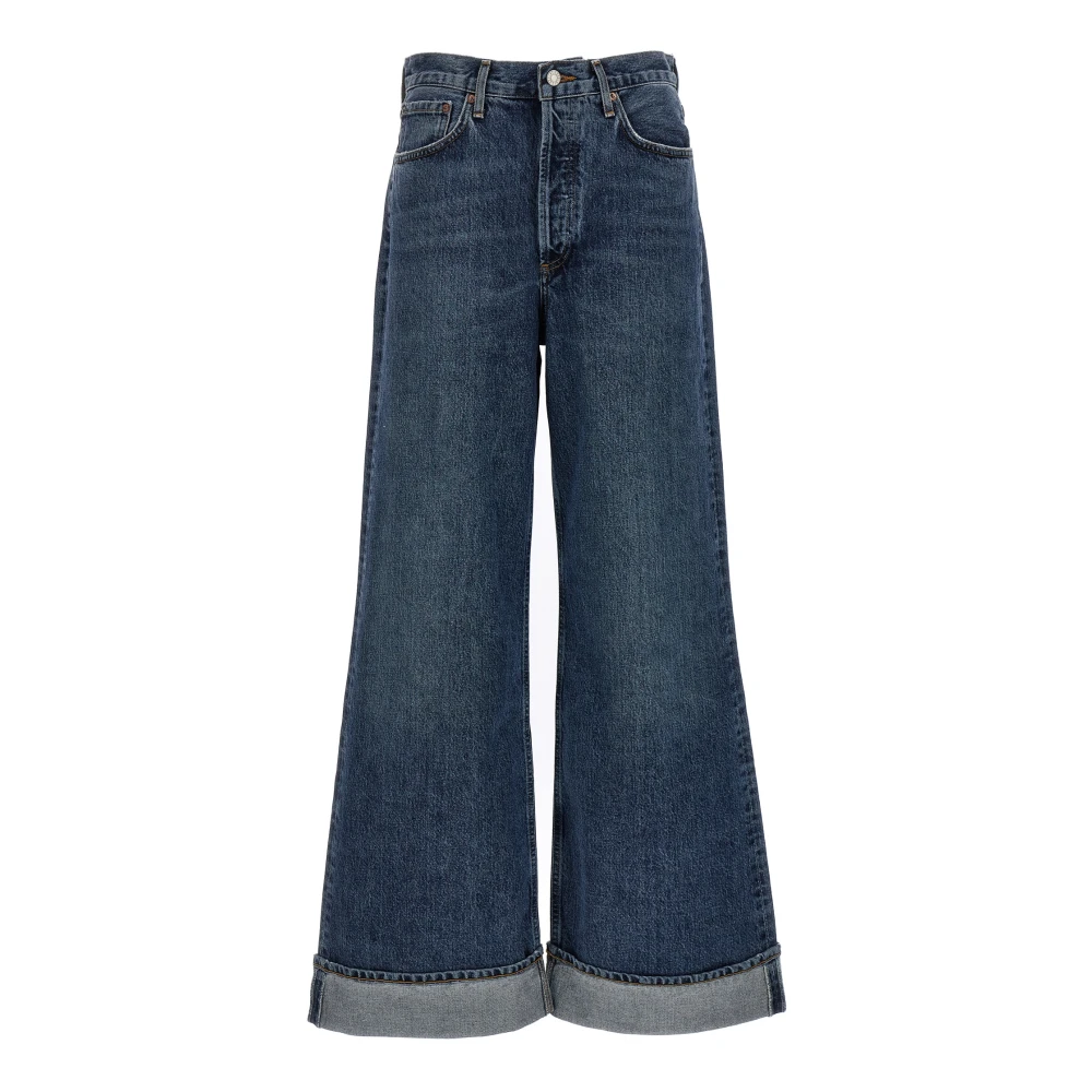 Agolde Women's Blue Wide Jeans, W30, Dame High Rise Wide Leg Jean