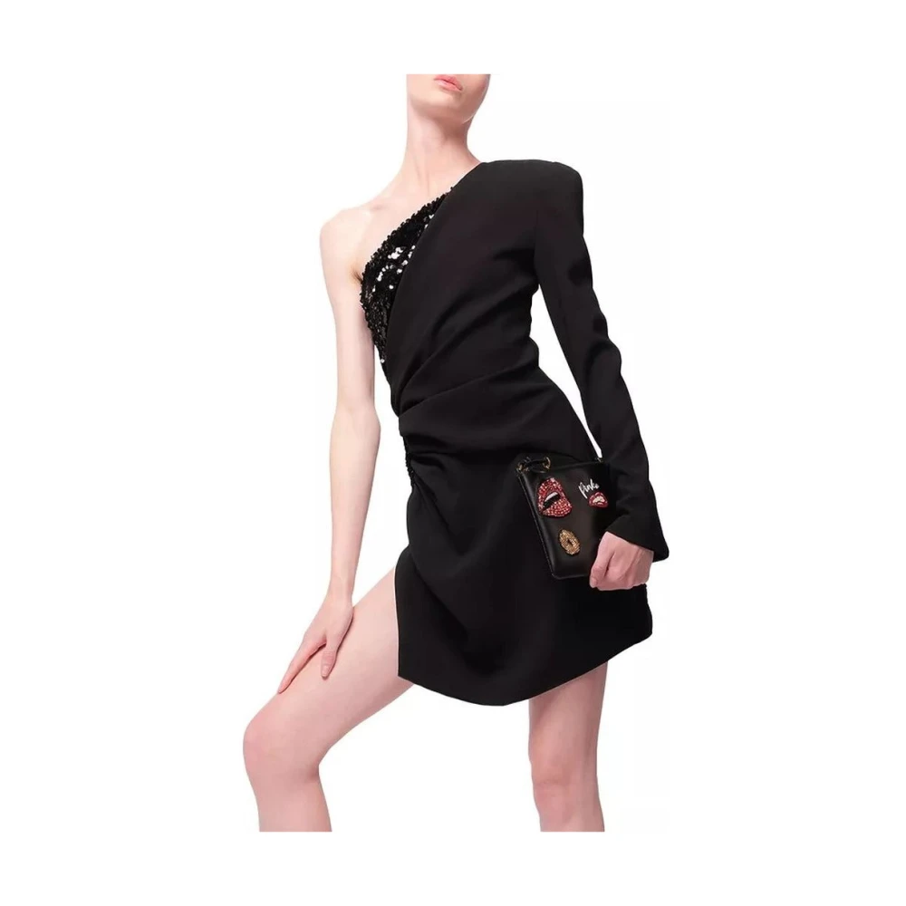pinko Een schouder pailletten feestjurk Black Dames