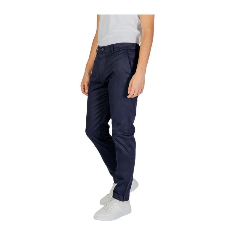 Calvin Klein Navy Twill Broek Herfst Winter Collectie Blue Heren
