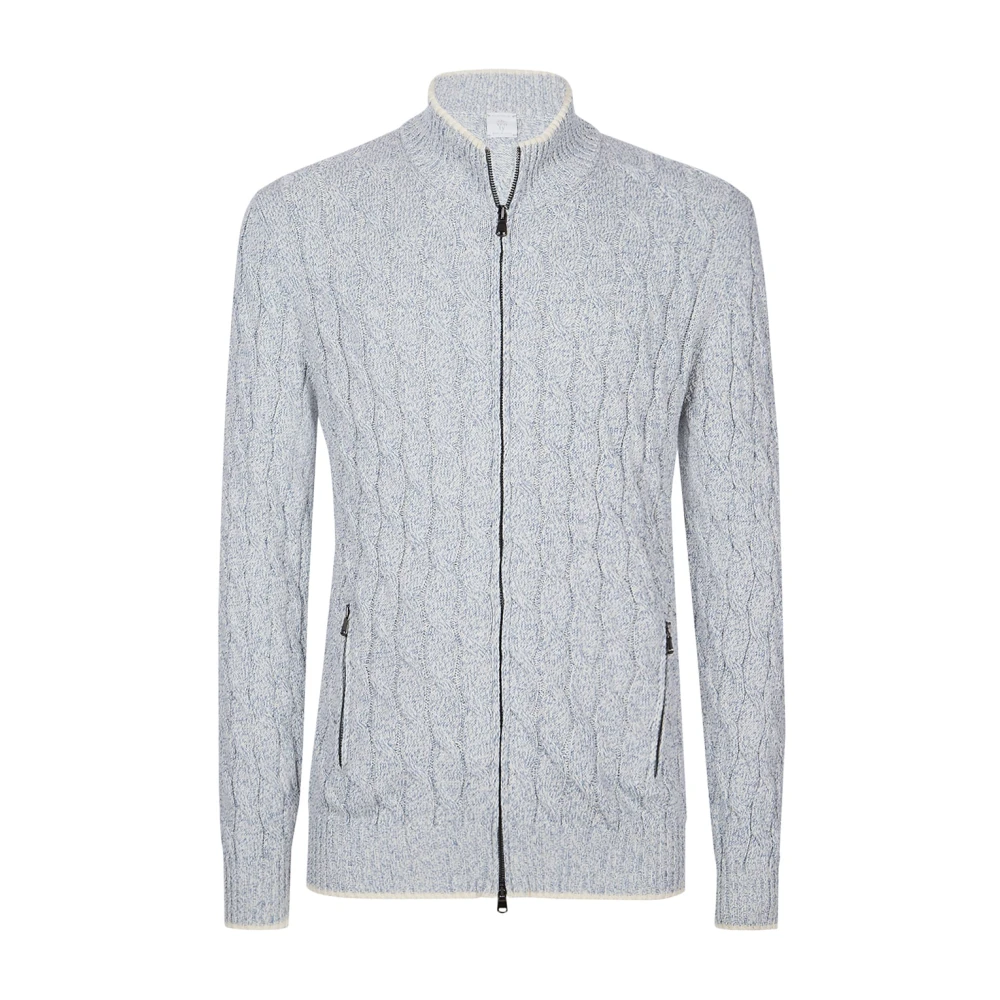 Eleventy White Maglia Full Zip - Male - Cardigans - L - Knitwear