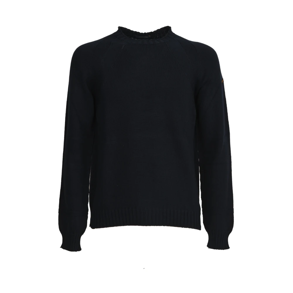PAUL & SHARK Katoenen Trui Effen Kleur Ribdetails Blue Heren