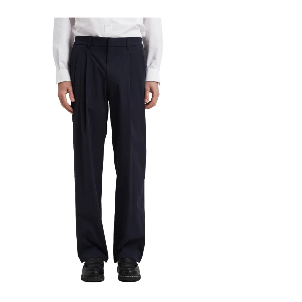 Norse Projects Men's Blue Travel Light Trousers Dark Navy - Straight Trousers - L - Trousers