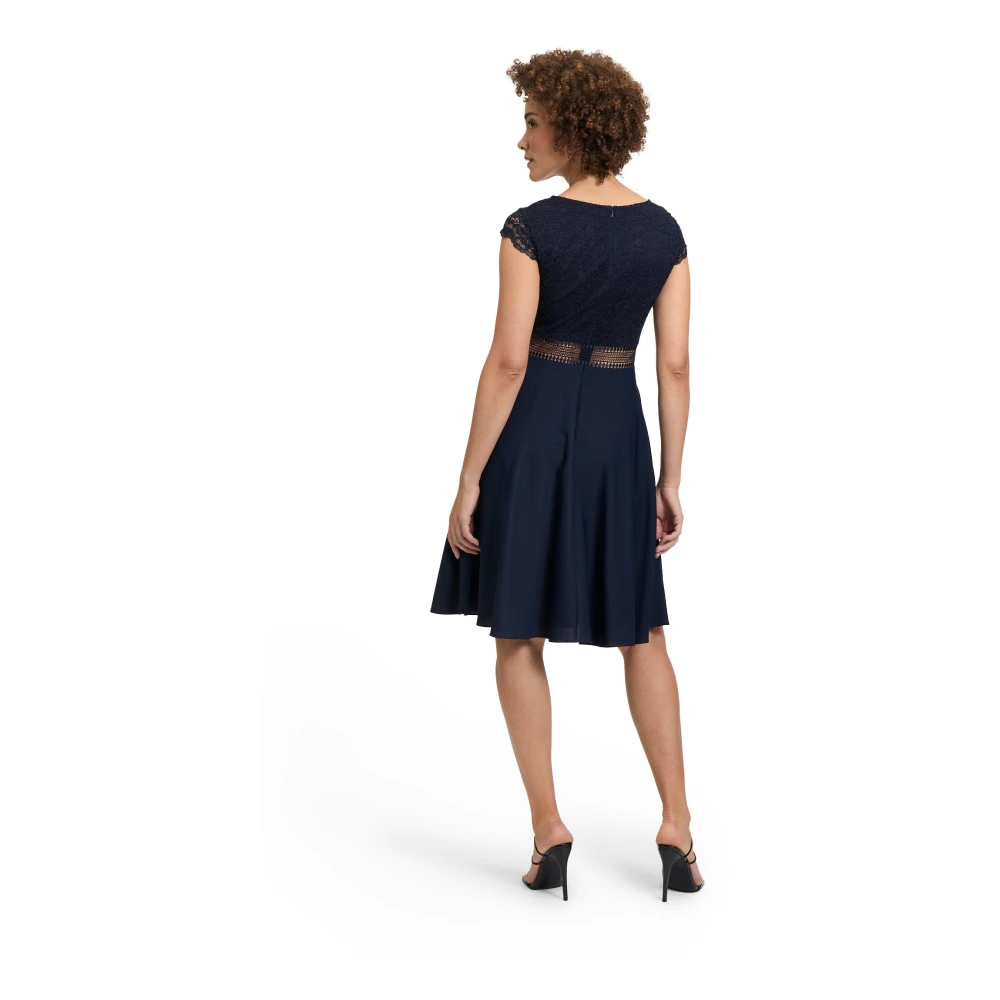 Vera Mont Kanten Avondjurk Elegant Model Blue Dames