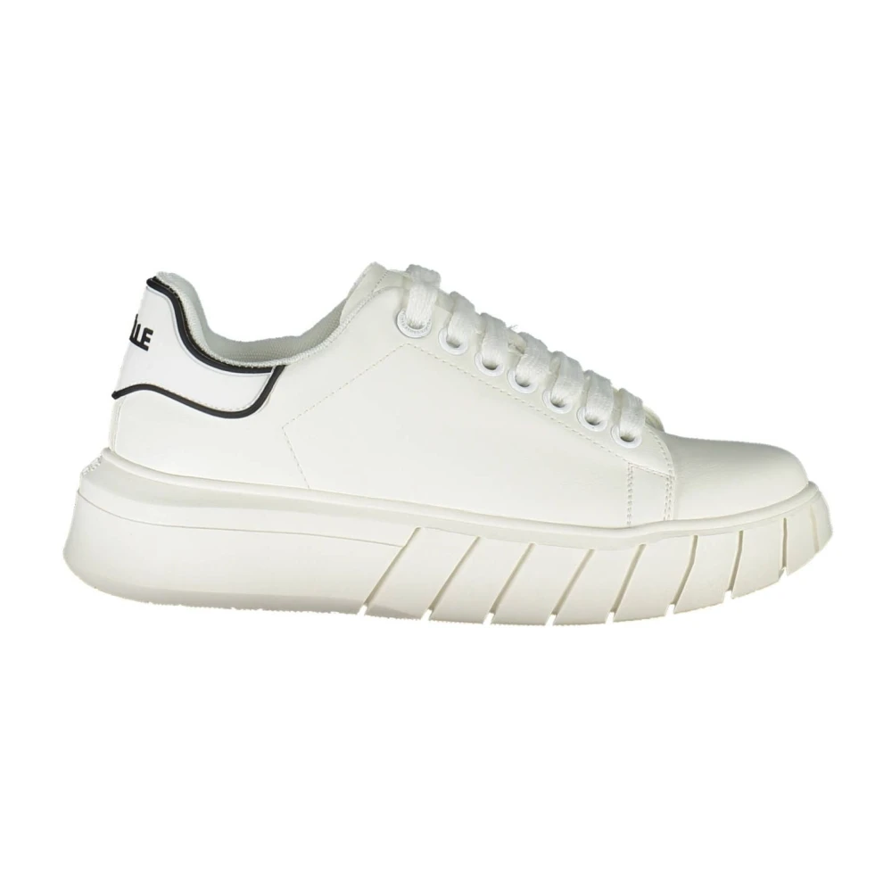 Gaëlle Paris Women's White Sneakers, 8 Uk, Sporty Lace-Up Trainers With Contrast Details