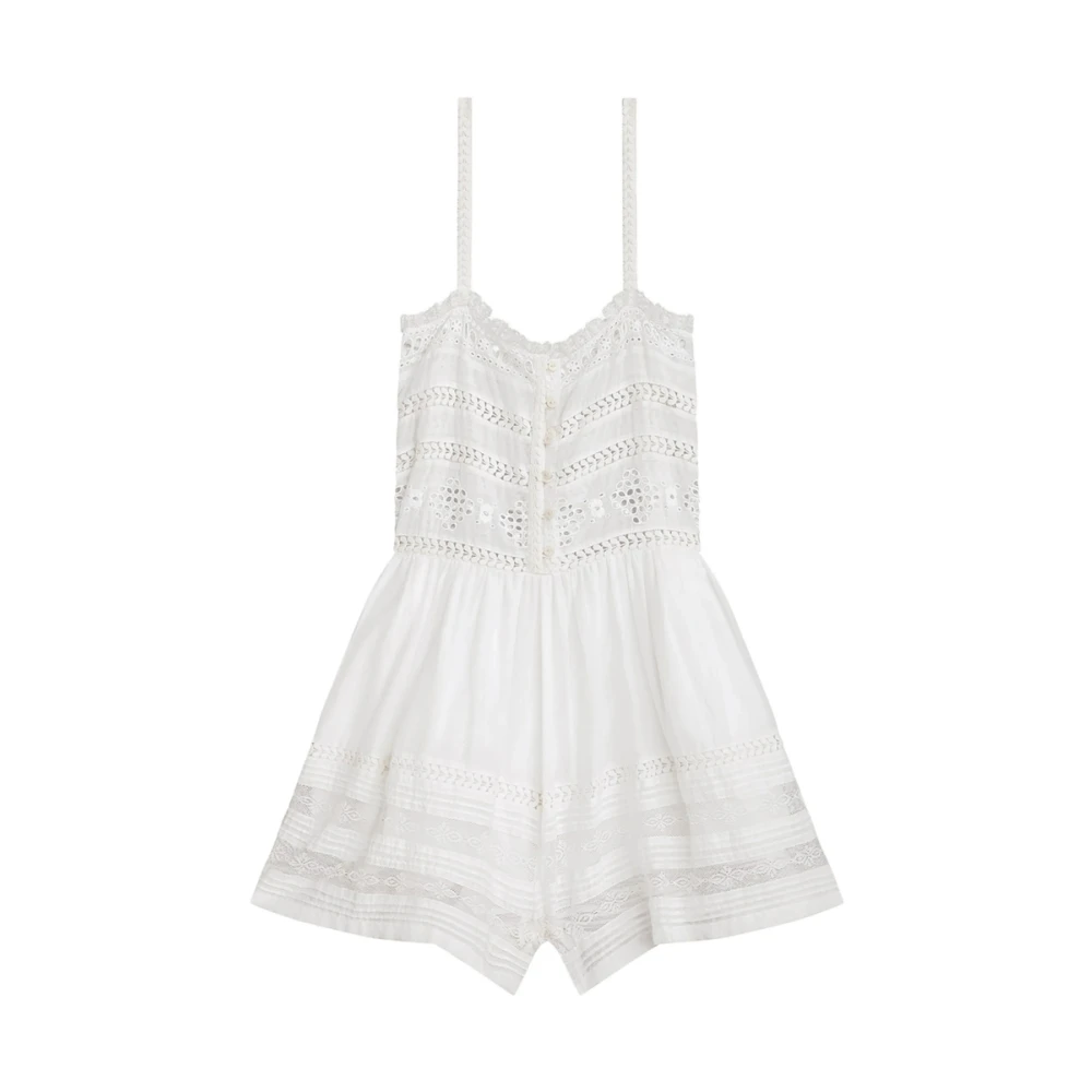 Isabel Marant Étoile Witte Kant Vierkante Hals Jumpsuit White Dames