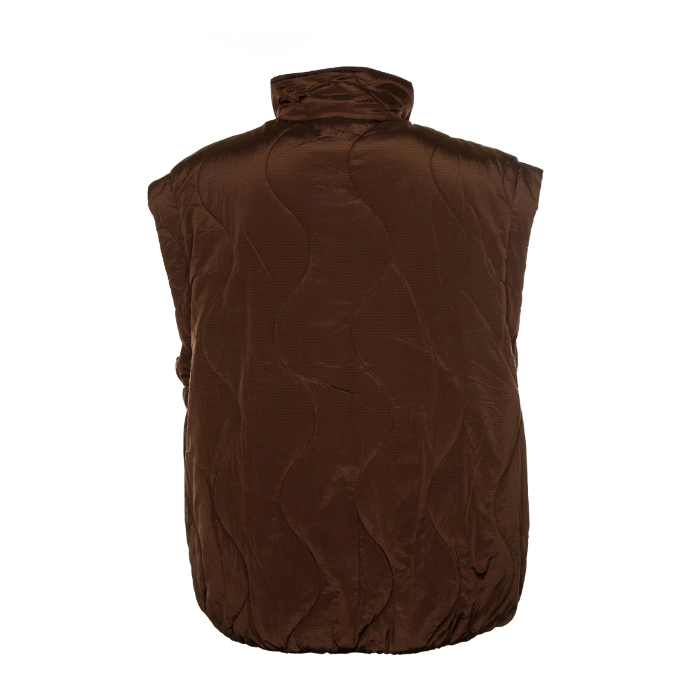 American vintage Gewatteerd vest met opstaande kraag Brown Dames