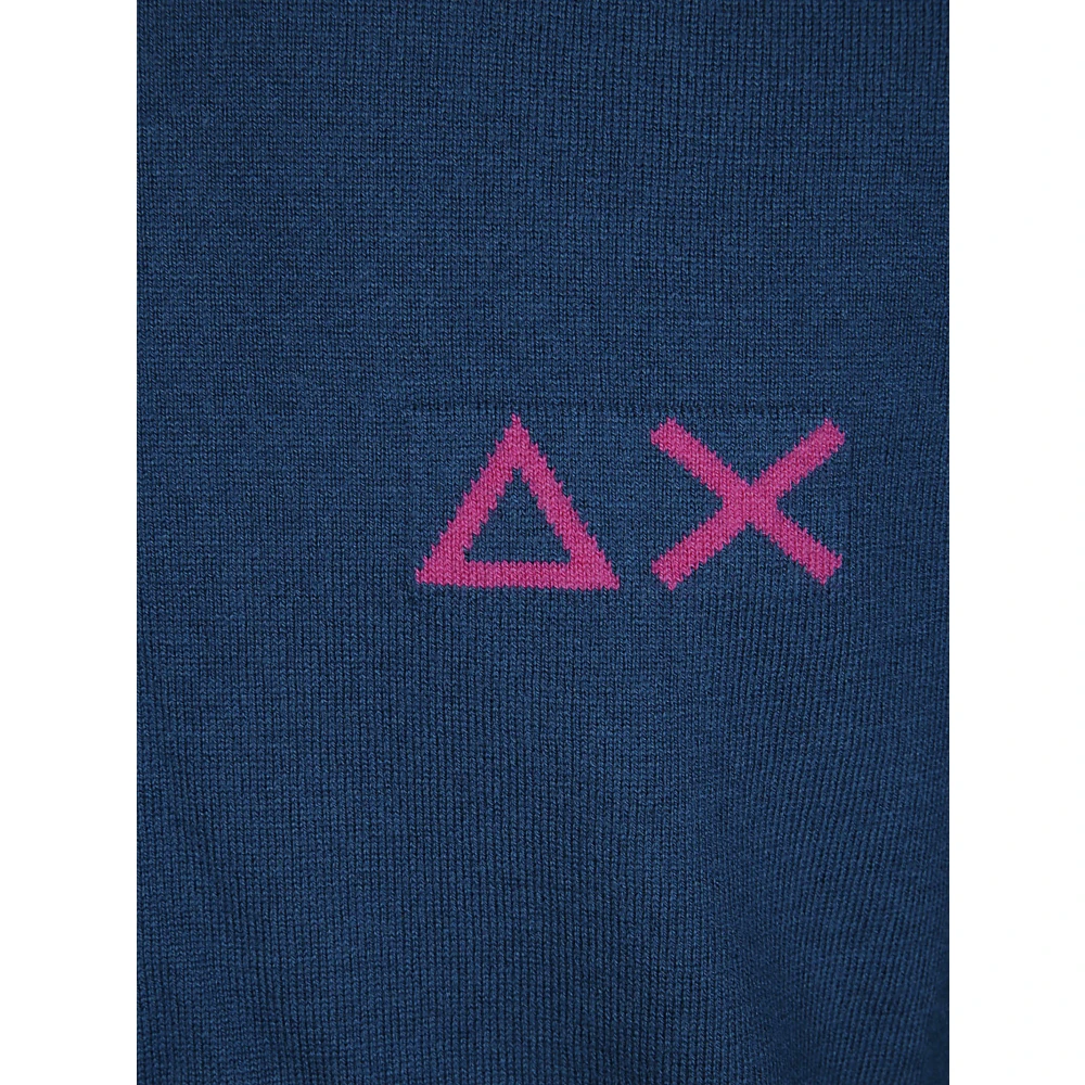 Sun68 Stijlvolle Ronde Elleboog Detail Top Blue Heren