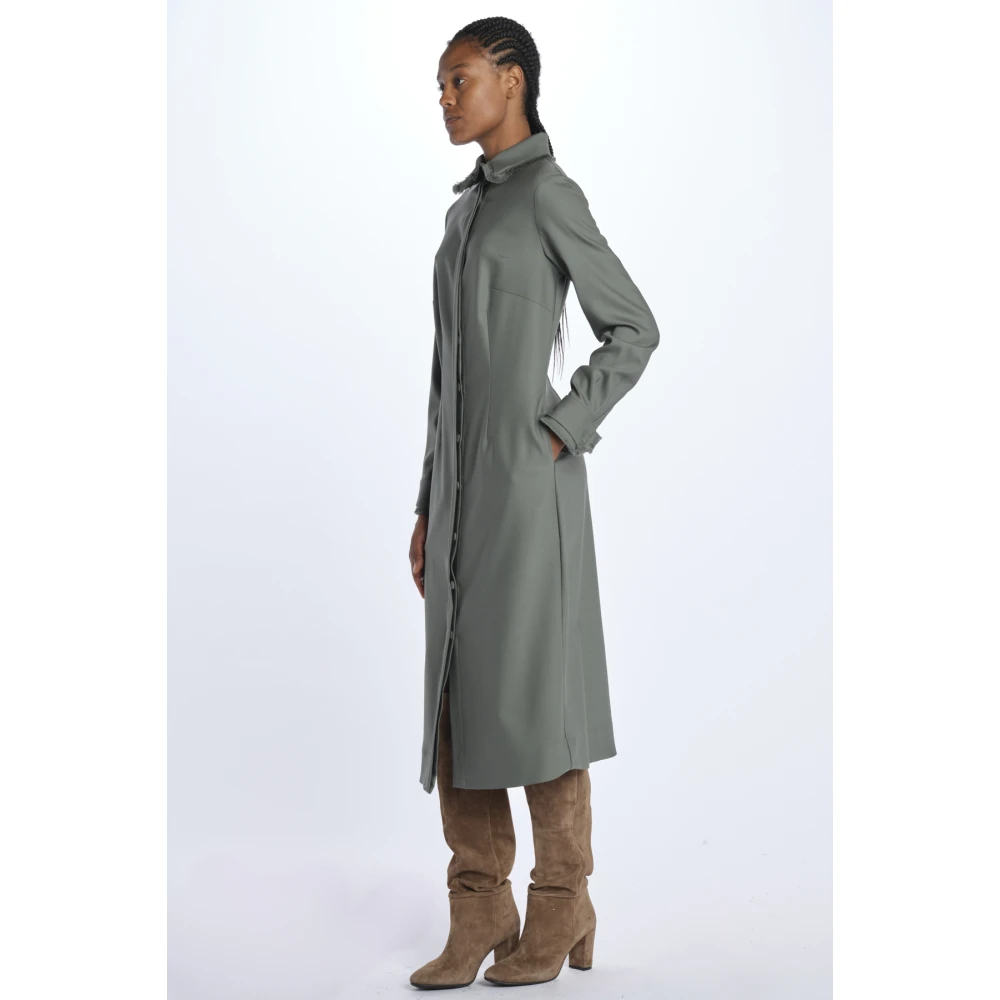 Crida Milano Groene Franje Chemisier Jurk Green Dames