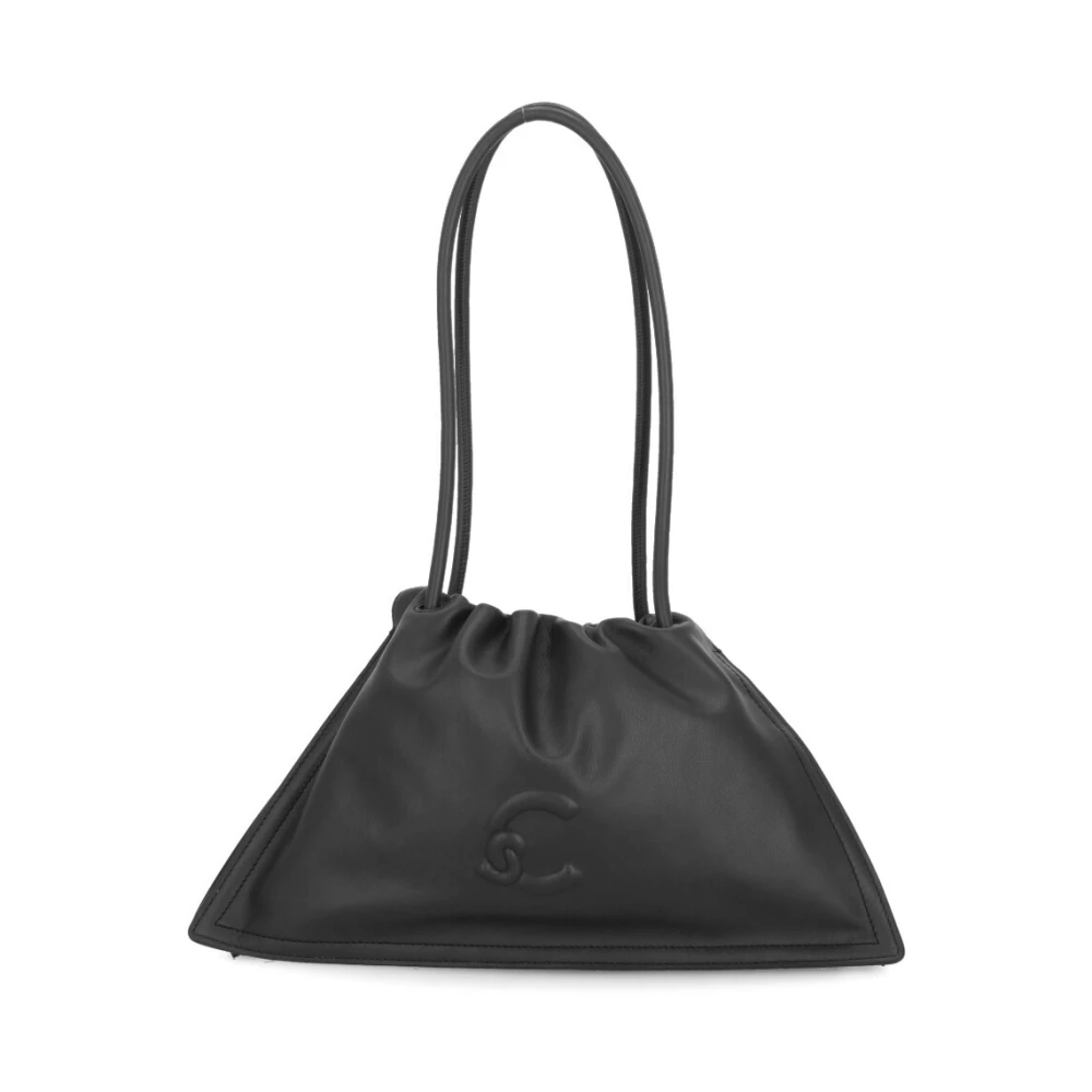 Coccinelle Women's Black Leather Shopping Bag With Drawstrings