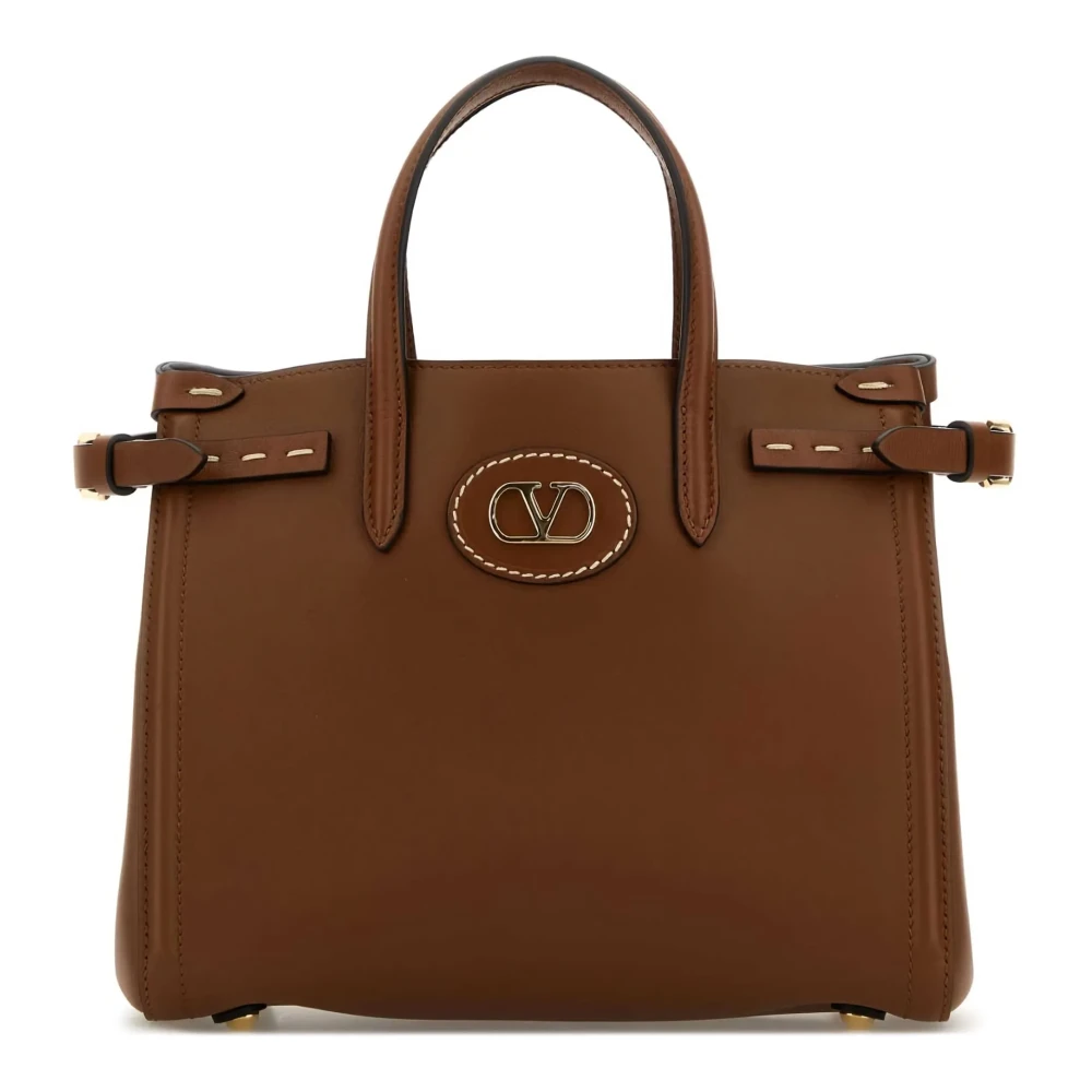 Valentino Garavani Bruine leren schoudertas met gouden hardware Brown Dames