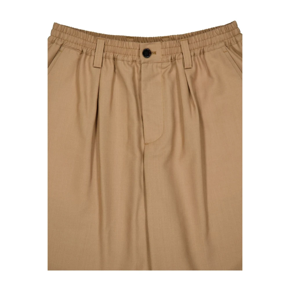 Marni Bruine Wollen Bermuda Shorts met Plooien Brown Heren
