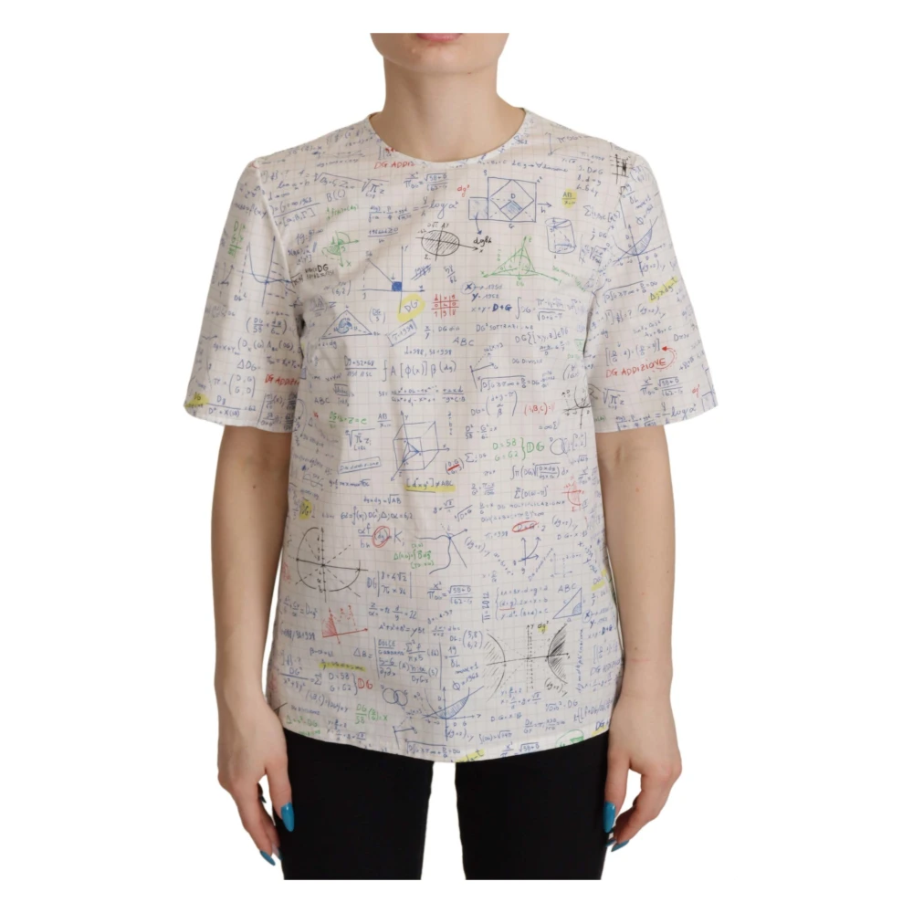 Dolce & Gabbana White Cotton Algebra Print Top - Female - T-Shirts - M - Tops