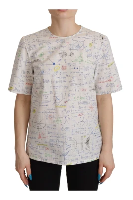 Vit Bomull Algebra Print Top