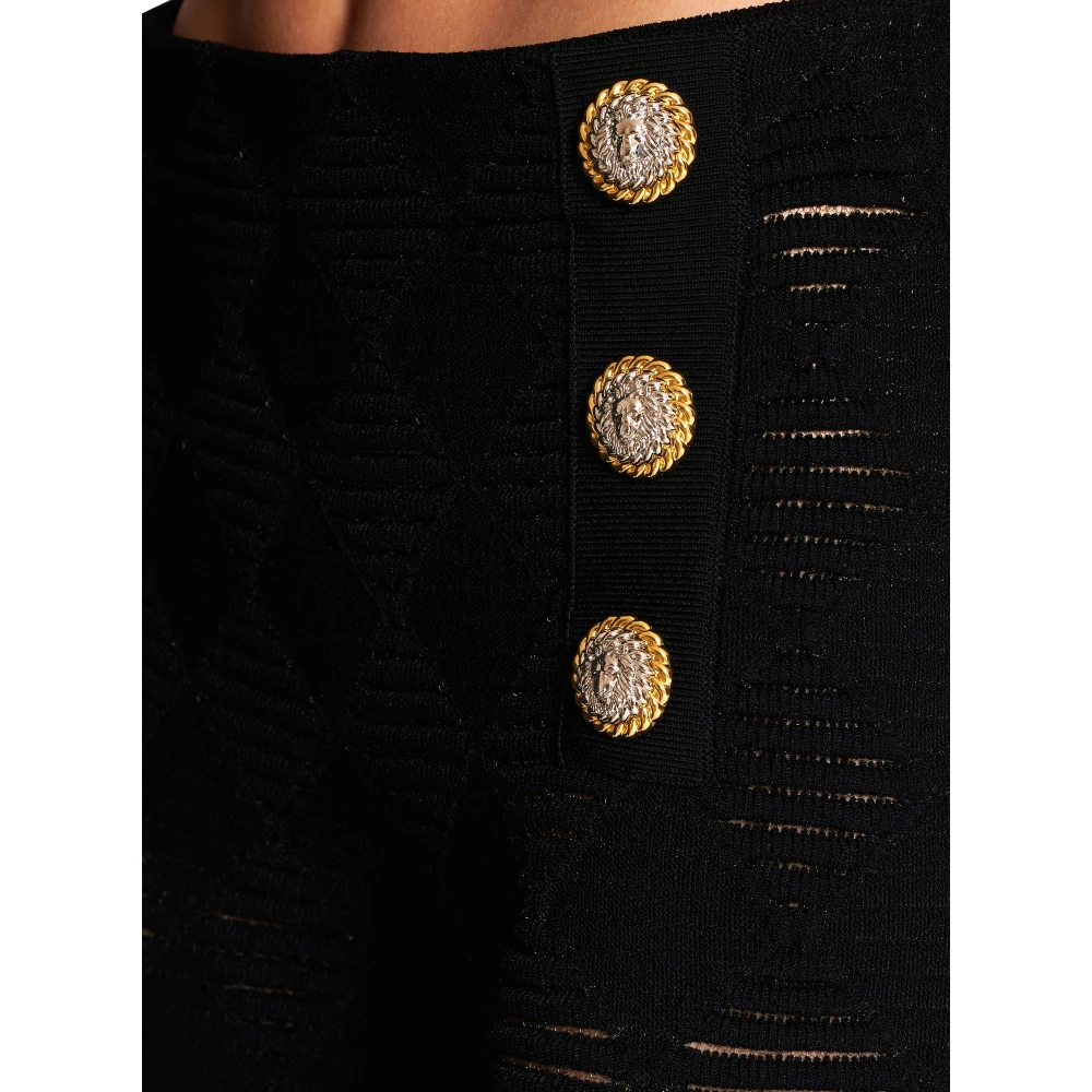 Balmain Diamond gebreide leggings met 6 knopen Black Dames