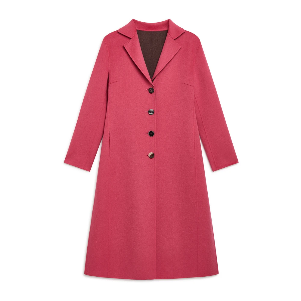 Maliparmi Handgemaakte Wollen Jas met Splitten Pink Dames