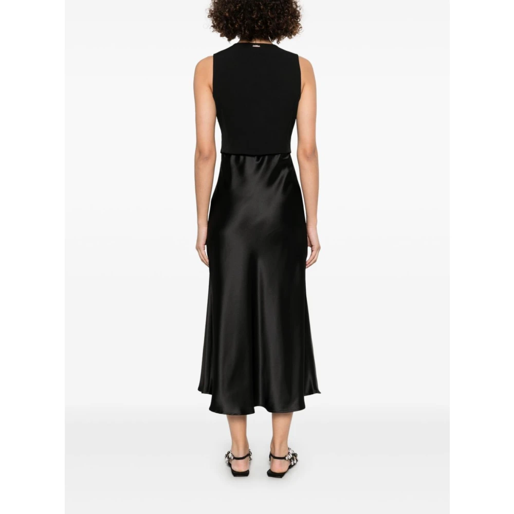 Liu Jo Zwarte Lange Jurk met Ingebouwd Vest Black Dames