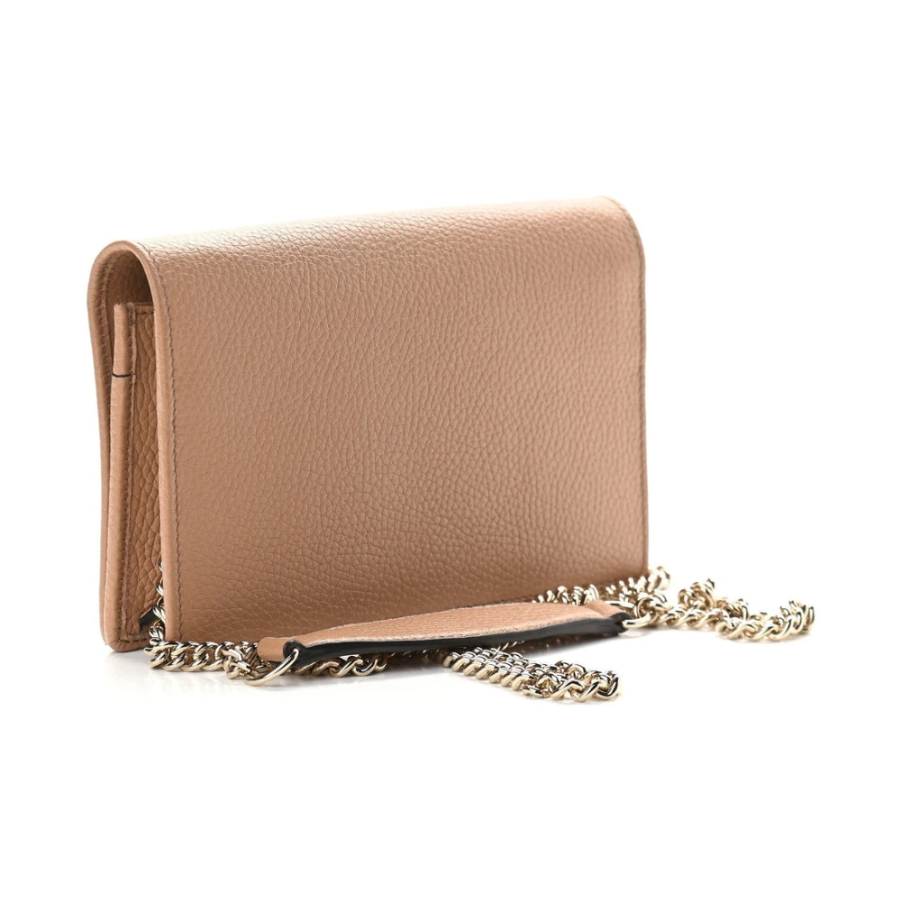 Gucci Soho Leather Wallet On Chain Clutch Crossbody Beige Dames