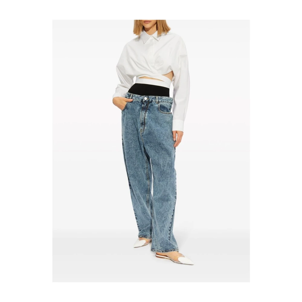 Alaïa Blauwe Katoenmix Straight Leg Jeans Blue Dames