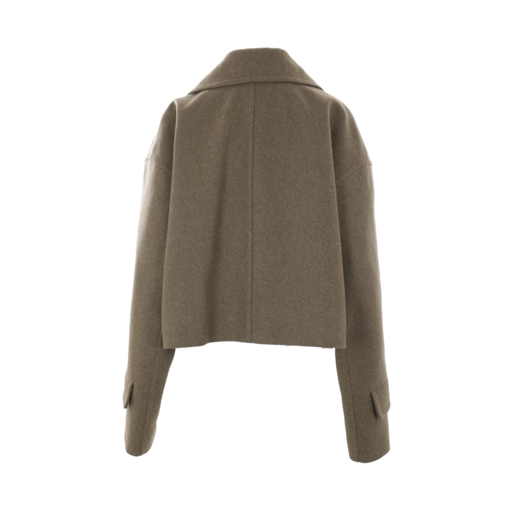 Ann Demeulemeester Groene Wol Oversized Double-Breasted Jas Green Dames