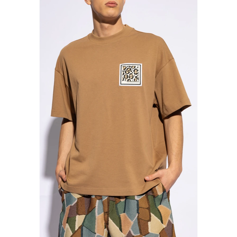 Emporio Armani Katoenen T-shirt Brown Heren