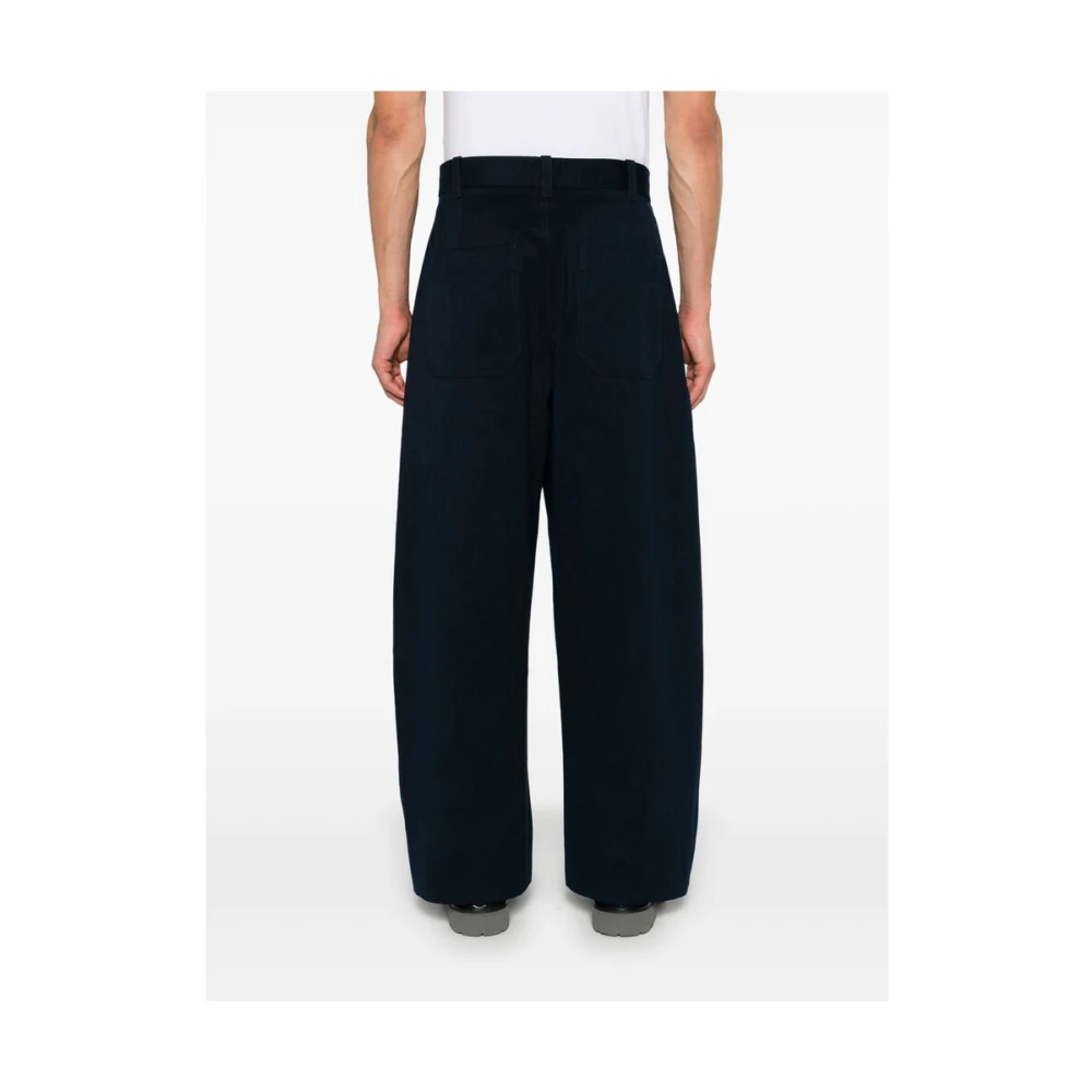 Studio Nicholson Navy Blue Wide Leg Pants Blue Heren