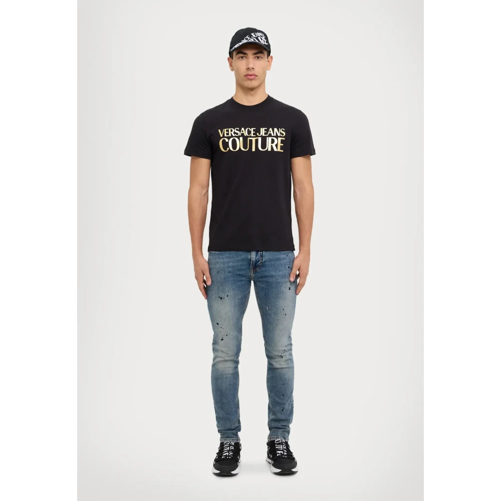 Versace Jeans Couture Blauwe Slim Jeans Milano Beschadigd Blue Heren