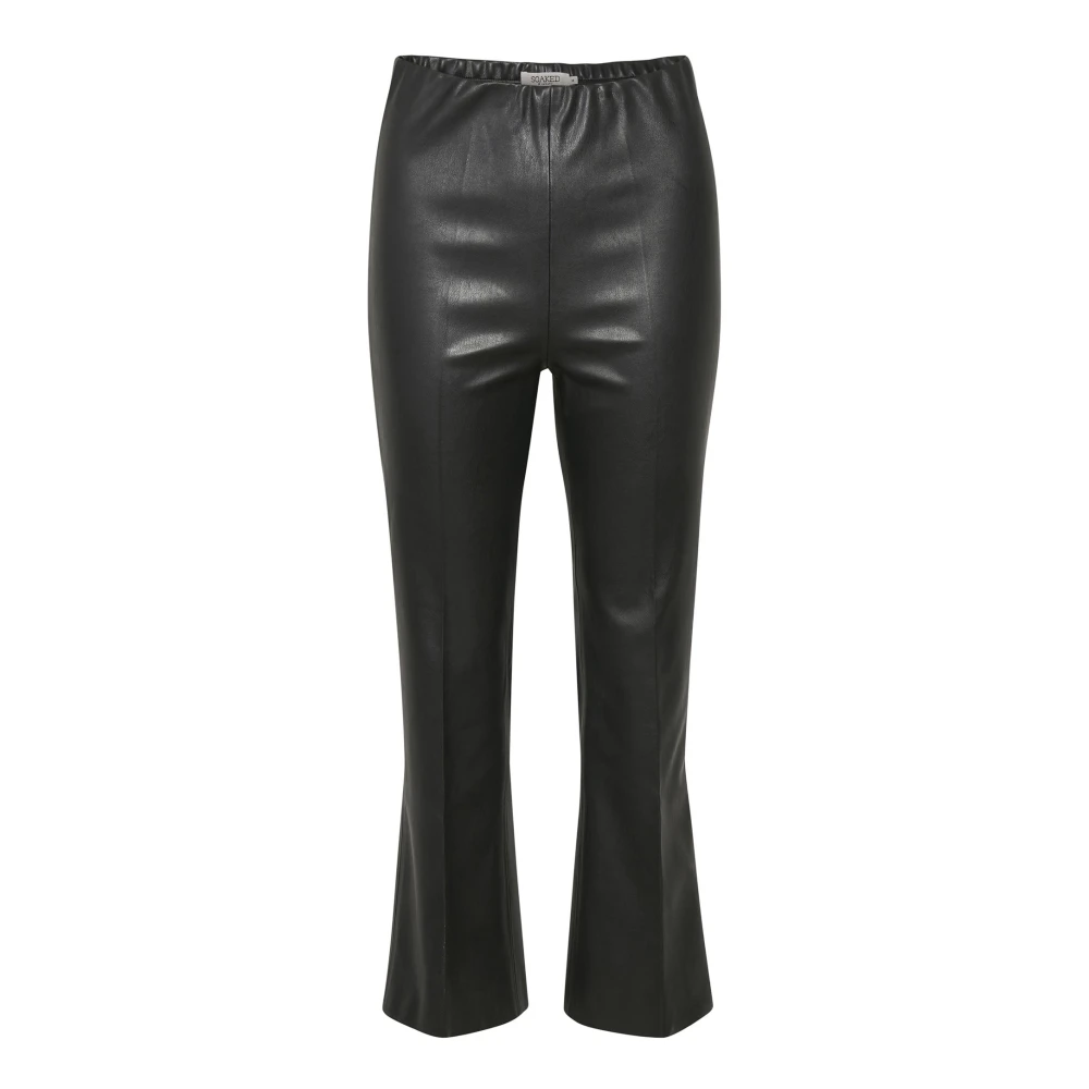 Soaked In Luxury Black Pu Kickflare Trousers - Female - Wide Trousers - Xl - Trousers
