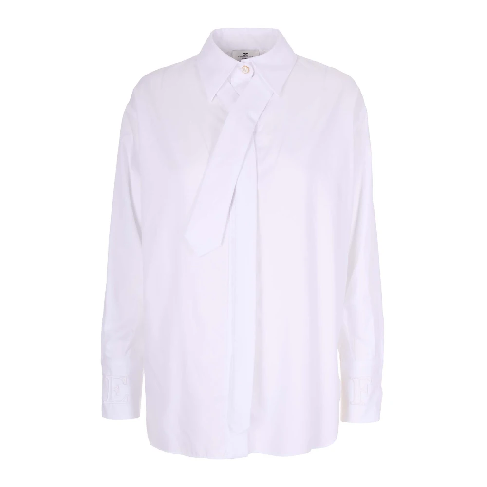 Elisabetta Franchi White Camicia In Cotone Con Cravatta - Female - Shirts - Xs - Blouses & Shirts