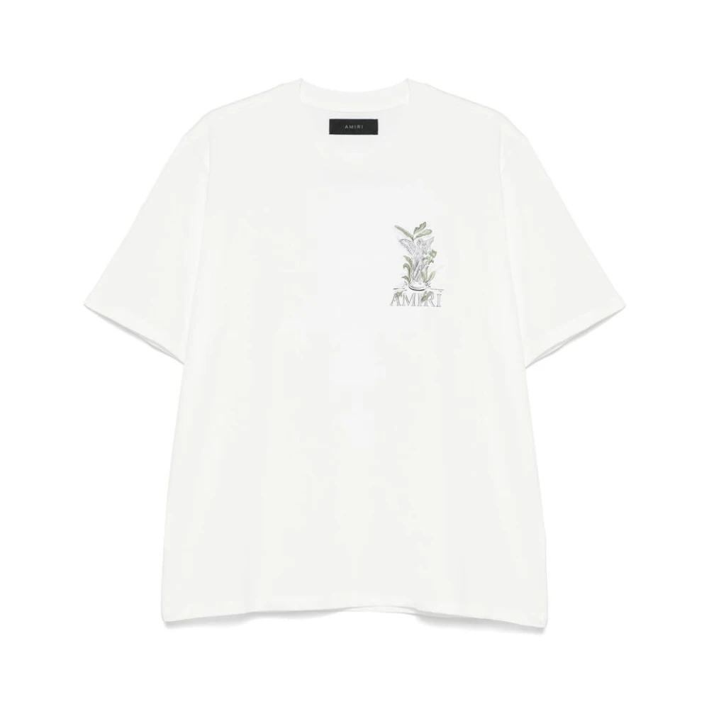 Amiri Witte Crew Neck Korte Mouw Shirt White Heren