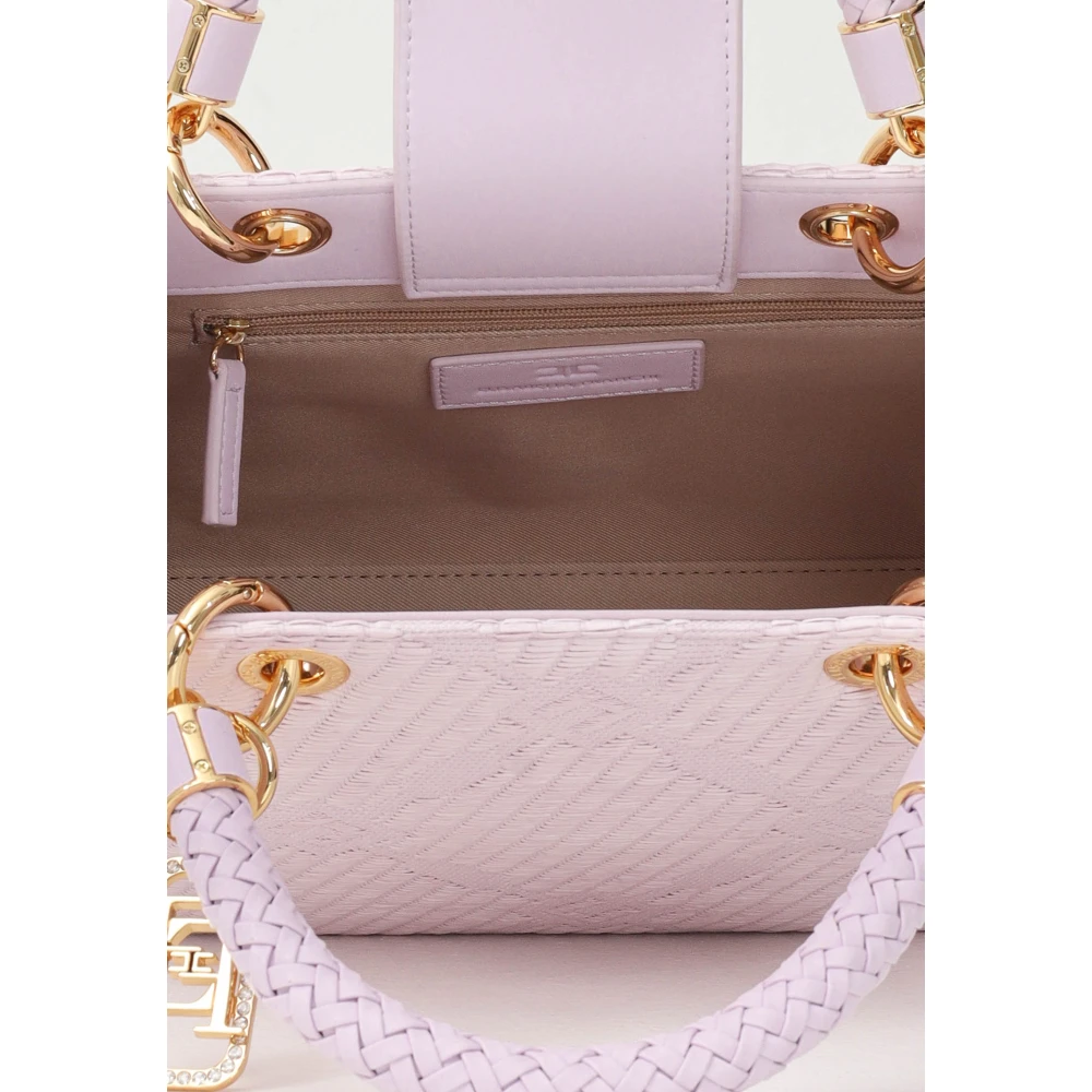 Elisabetta Franchi Kleine tote tas met diamantpatroon Pink Dames