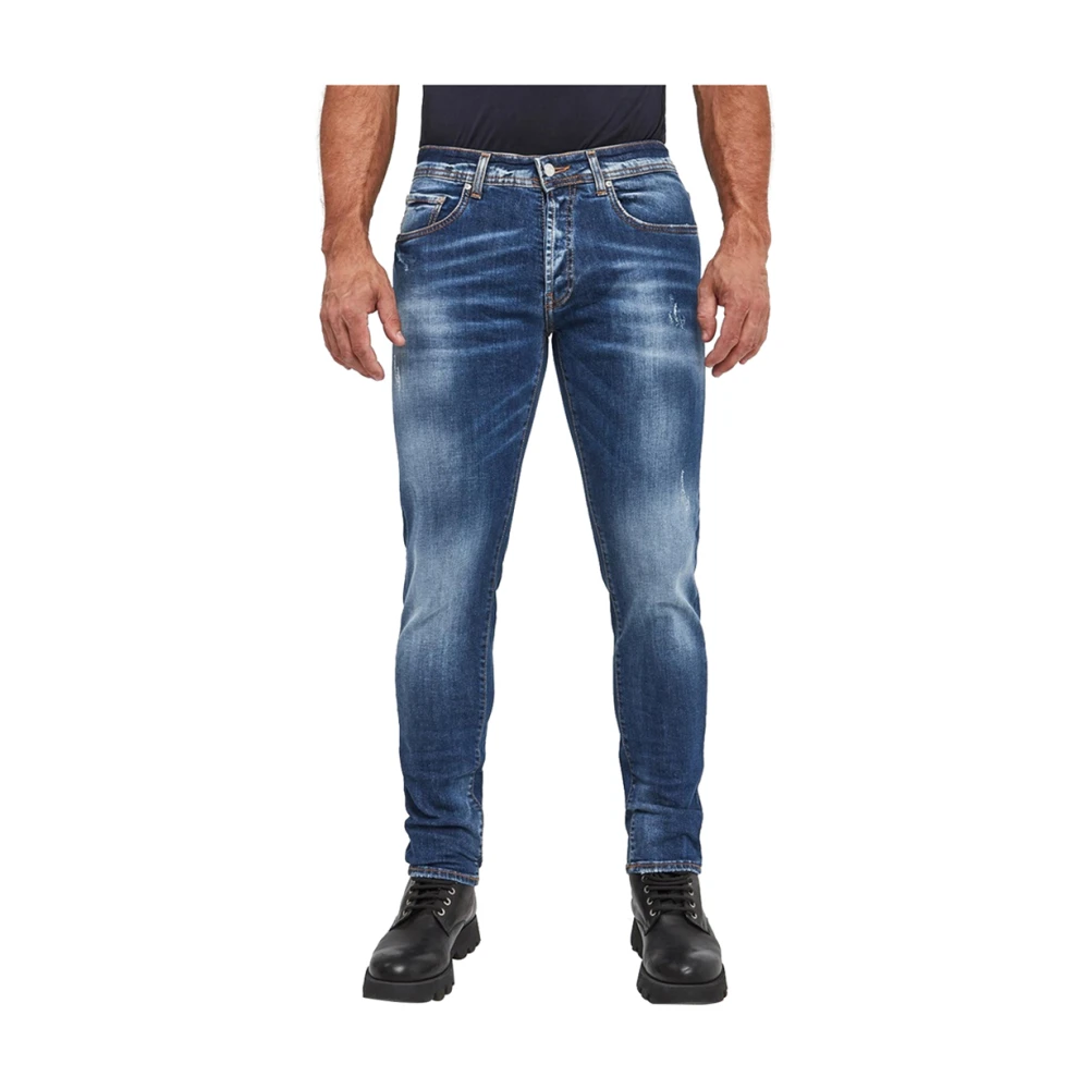 Liu Jo Blauwe Geborduurde Slim Fit Jeans Blue Heren