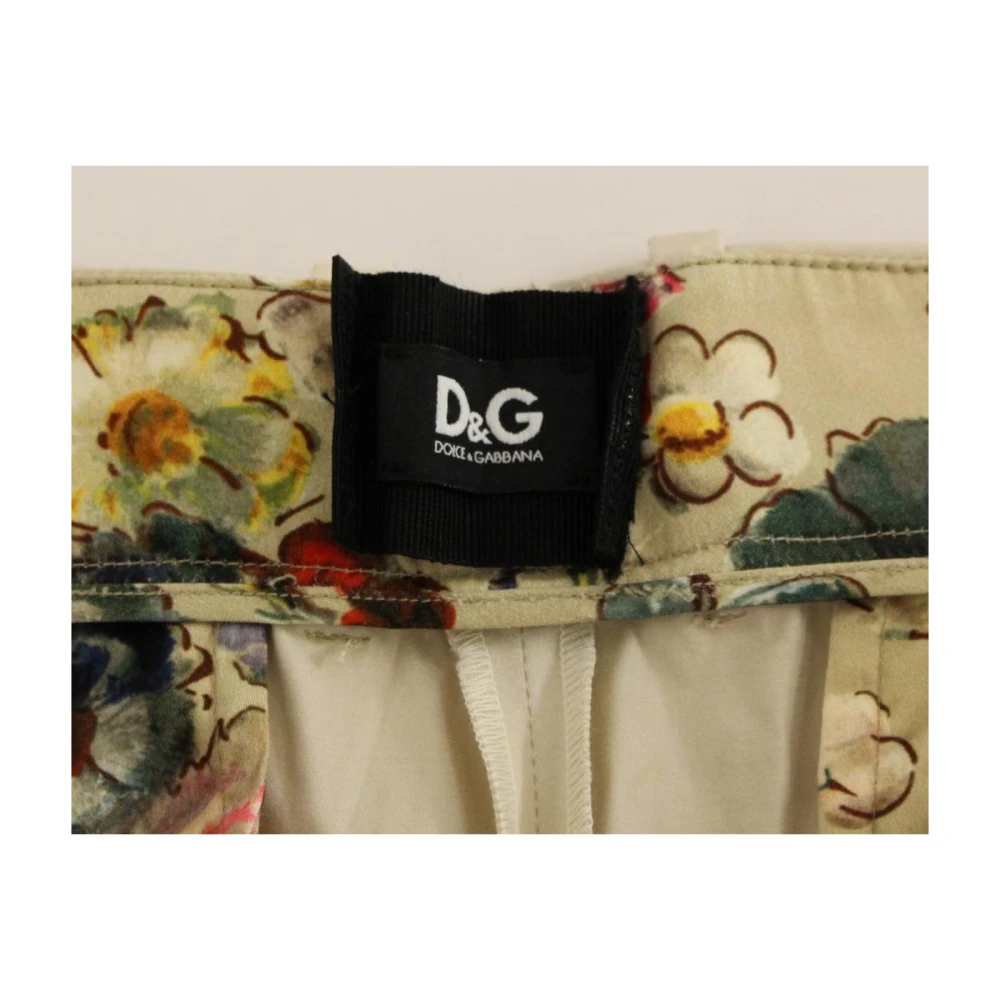 Dolce & Gabbana Beige Katoenen Geplooide Broek Stijlvol Beige Dames