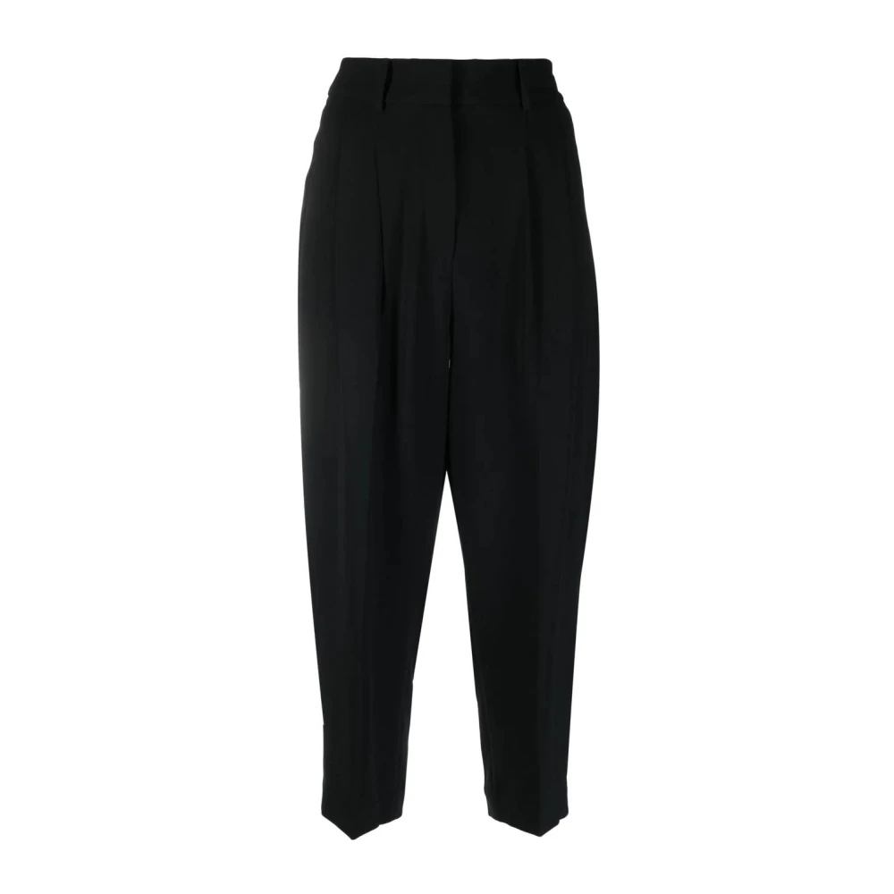 Michael Kors Zwarte Geplooide Crop Formele Broek Black Dames