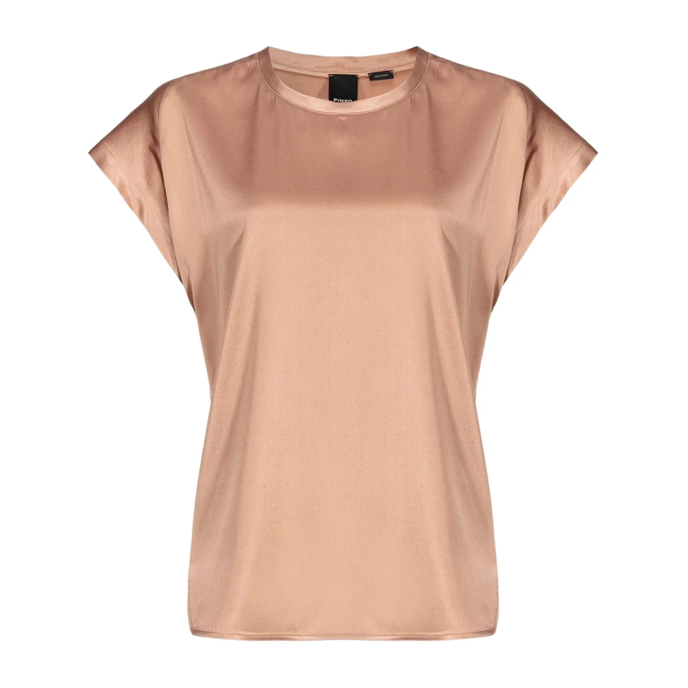 Pinko Luxe Satin Stretch Farida Top Beige Dames