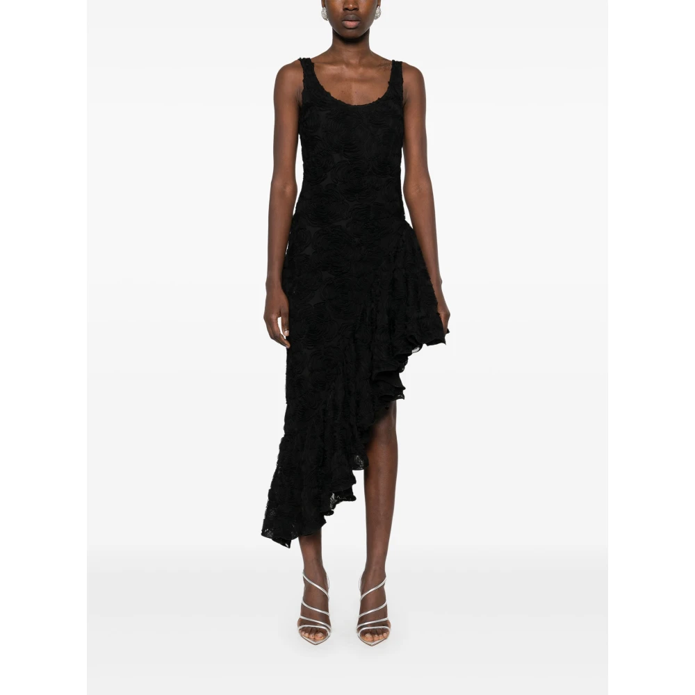 Rotate Birger Christensen Gebloemde Mesh Mini Jurk met Borduursel Black Dames