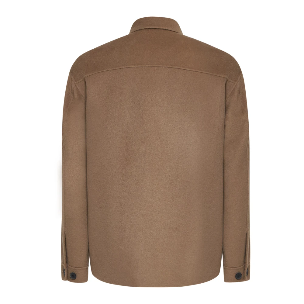 Low Brand Bruine Casual Overhemden Brown Heren