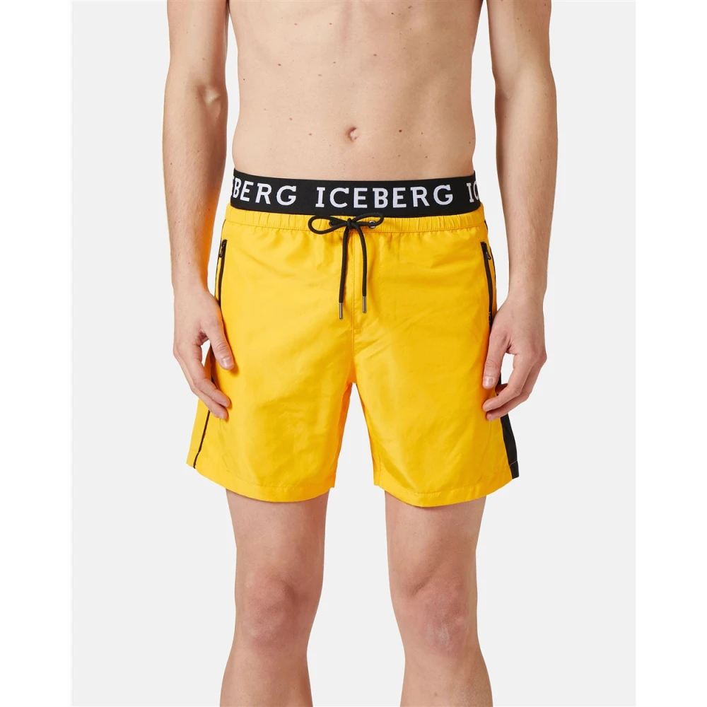Iceberg Logo Boxer Zwembroek met Trekkoord Taille Blue Heren