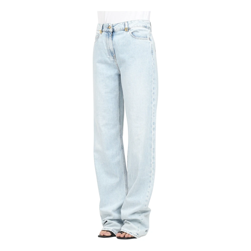 Elisabetta Franchi Blauwe Palazzo Jeans met Juweel Details Blue Dames