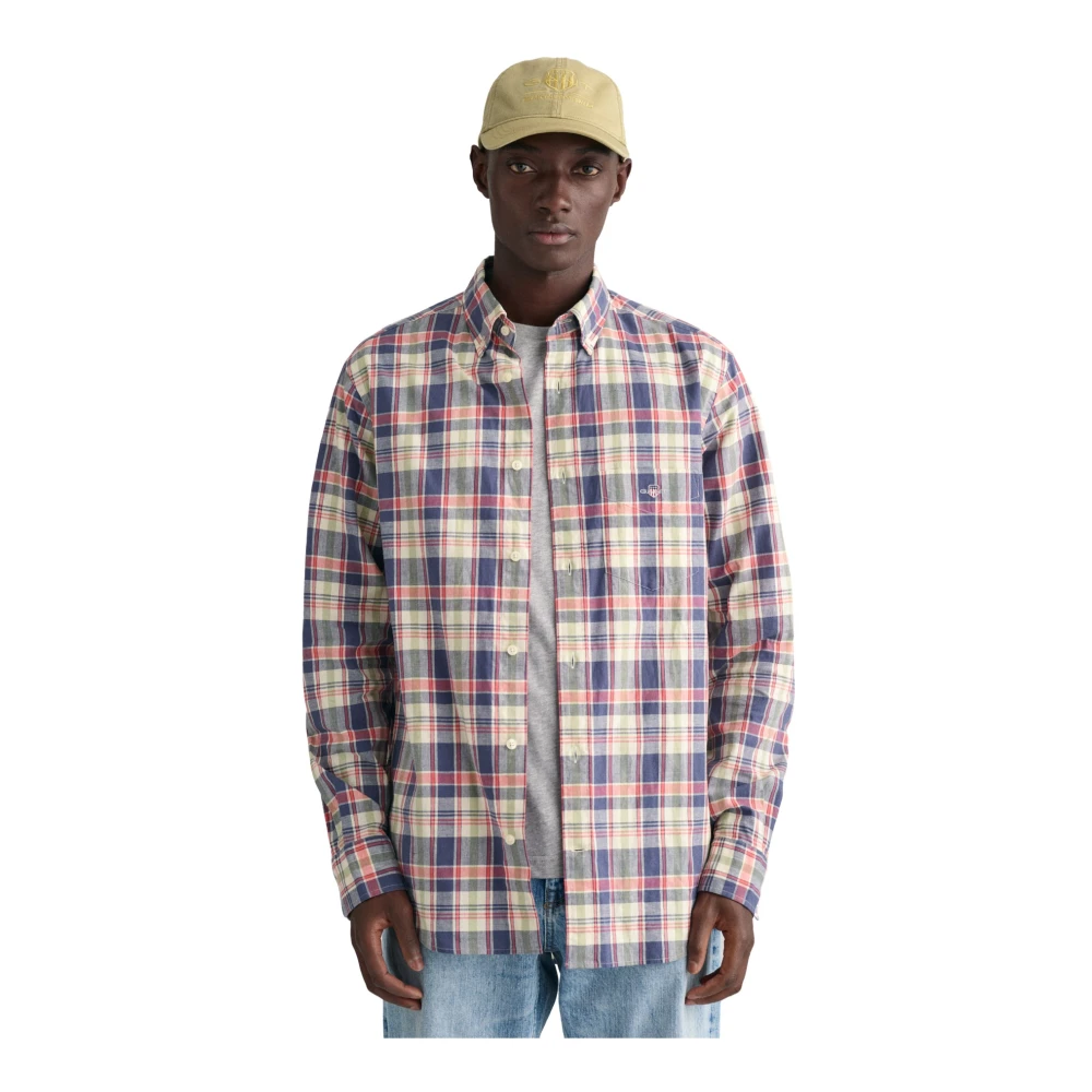 Gant Geruit Katoen Linnen Overhemd Multicolor Heren
