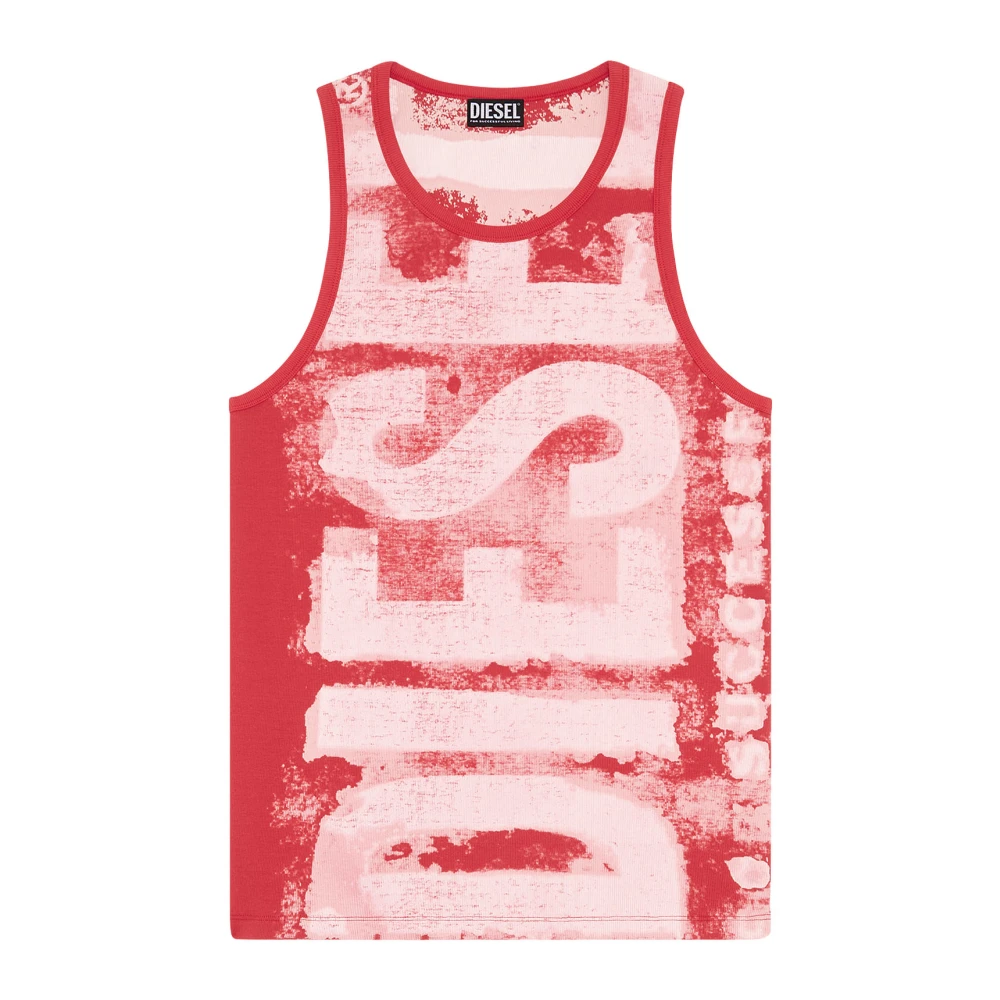Diesel Tank top with smudged logo print Red Heren