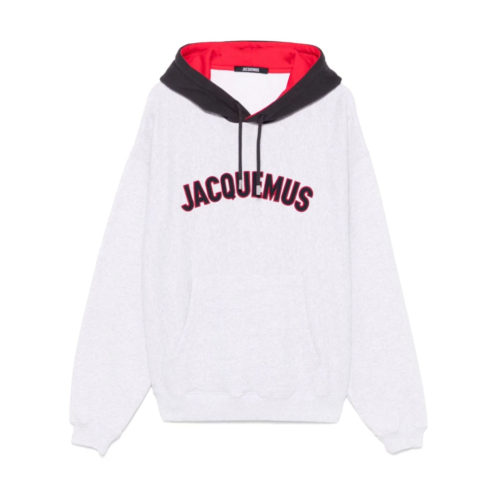 Jacquemus Grijze hoodie met logo patch Gray Heren